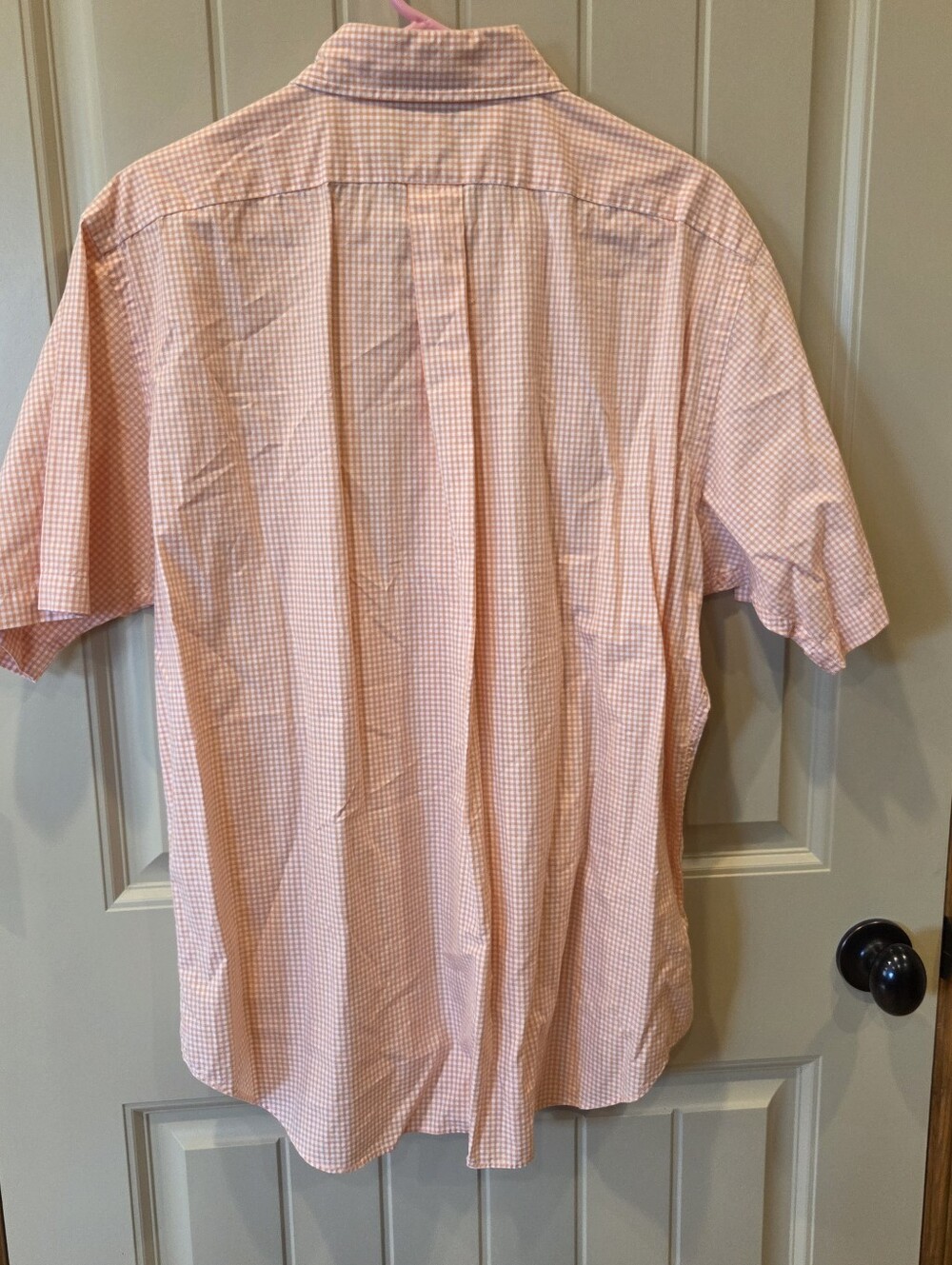 American Living Men's XL Peach Gingham Short Sleeve Button Down Shirt Cotton - Picture 5 of 9